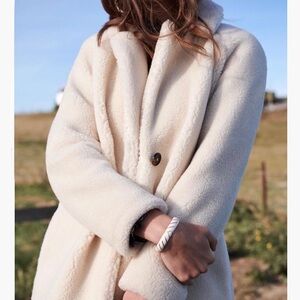 Sezane Cream Teddy Jacket